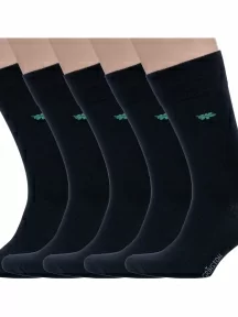 Комплект из 5 пар мужских бамбуковых носков Grinston socks (PINGONS), 5-15D11, ЧЕРНЫЕ