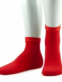 Женские носки без резинки из мерсеризованного хлопка Grinston socks (PINGONS), 15D22, КРАСНЫЕ