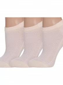 Комплект из 3 пар женских носков Grinston socks (PINGONS) из микромодала, 3-17D3, КРЕМОВЫЕ