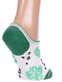 Женские ультракороткие носки Hobby Line, ННЖ18-09-03-11, БЕЛО-ЗЕЛЕНЫЕ