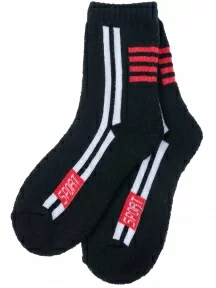 Детские махровые носки Hobby Line, 7480, ЧЕРНЫЕ с белыми полосками