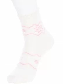 Комплект из 2 пар детских теплых носков НАШЕ Смоленской чулочной фабрики, 2-236С1, рис. 1, БЕЛЫЕ с розовым №60-1