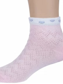 Детские носки "Борисоглебский трикотаж", 8С49, РОЗОВЫЕ с голубыми сердечками