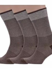 Комплект из 3 пар мужских носков Sergio Di Calze (PINGONS) из мерсеризованного хлопка, 3-17SC4, КОРИЧНЕВЫЕ