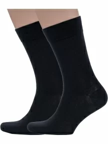 Комплект из 2 пар мужских носков Grinston socks (PINGONS) из 100% хлопка, 2-15D2, ЧЕРНЫЕ