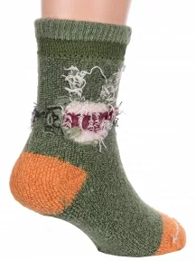 Детские теплые махровые носки Hobby Line, Ндад7618-01, ТЕМНО-ЗЕЛЕНЫЕ