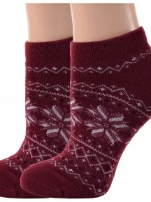 Комплект из 2 пар женских полушерстяных носков Grinston socks (PINGONS) БОРДОВЫЕ (2-17D4)