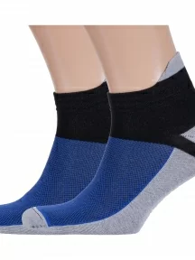 Комплект из 2 пар спортивных носков Альтаир, 2-А216, СЕРО-СИНИЕ