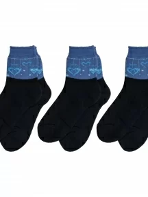 Комплект из 3 пар детских махровых носков Гамма, 3-С663, ЧЕРНЫЕ