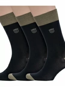 Комплект из 3 пар мужских носков Sergio Di Calze (PINGONS) из мерсеризованного хлопка, 3-15SC17, ЧЕРНЫЕ/ХАКИ