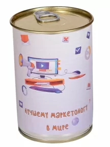 Мужские носки "Трио " в банке, 1БАН_ПрофН, "Лучшему маркетологу в мире" / черные