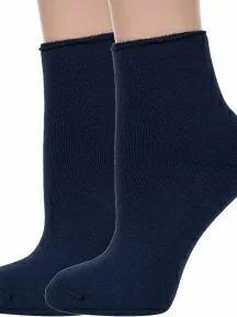Комплект из 2 пар женских махровых носков без резинки ХОХ, 2-Z-1482, ТЕМНО-СИНИЕ