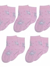 Комплект из 5 пар детских носков RuSocks (Орудьевский трикотаж), 5-Д-31359, рис. 02, СВЕТЛО-РОЗОВЫЕ