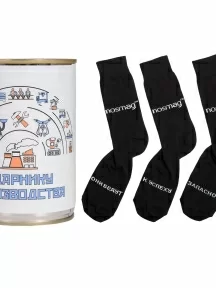 Мужские носки "Трио " в банке, 1БАН_ПрофН, "Ударнику производства" / черные