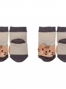 Комплект из 2 пар детских носков с игрушкой "Борисоглебский трикотаж", 2-8С20, БЕЖЕВЫЕ с рыжими котиками