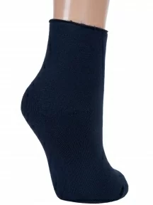 Женские махровые носки без резинки ХОХ, Z-1482, ТЕМНО-СИНИЕ