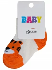 Детские носки "Гамма", С1649, рис. Тигренок, КРЕМОВЫЕ