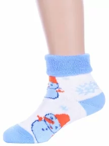 Детские махровые носки LORENZline, Л14, БЕЛЫЕ С ГОЛУБЫМ
