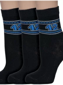 Комплект из 3 пар детских носков Альтаир, 3-С51, ЧЕРНЫЕ с голубым