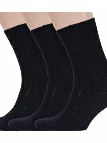 Комплект из 3 пар мужских носков Брестские (БЧК) из 100% хлопка, 3-14С2220, рис. 055, ЧЕРНЫЕ