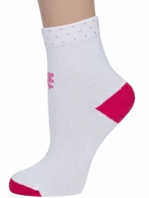 Детские носки LORENZline, Л77, БЕЛЫЕ с малиновым