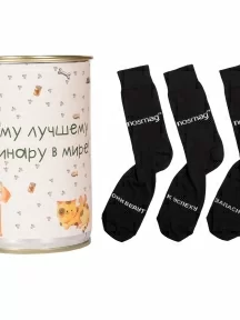 Мужские носки "Трио " в банке, 1БАН_ПрофН, "Самому лучшему ветеринару в мире" / черные