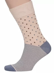 Мужские носки MSCLUB №М33, nm-354, БЕЖЕВЫЕ в горох и полоску