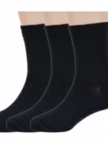 Комплект из 3 пар детских бамбуковых носков ХОХ, 3-D-1425, ЧЕРНЫЕ