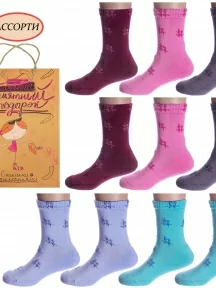 Набор для девочек из 10 пар носков с махровым следом LORENZline, Л2-10, микс