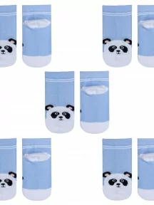 Комплект из 5 пар детских носков Гамма, 5-С1649, рис. Панда, СВЕТЛО-ГОЛУБЫЕ