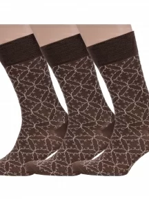 Комплект из 3 пар мужских носков Sergio Di Calze (PINGONS) из мерсеризованного хлопка, 3-20SC3, КОРИЧНЕВЫЕ
