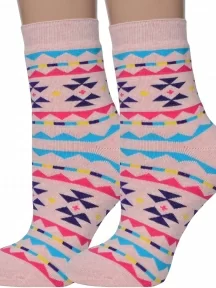 Комплект из 2 пар женских махровых носков ХОХ, 2-GZ-3R24, РОЗОВЫЕ