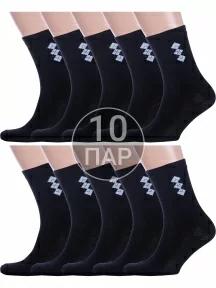 Комплект из 10 пар мужских носков Альтаир, 10-С45, ЧЕРНЫЕ со светло-серым