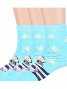 Комплект из 3 пар детских махровых носков Брестские (БЧК), 3-14С3060, рис. 868, ЛАЗУРНЫЕ