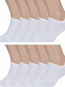 Комплект из 10 пар мужских ультракоротких носков Брестские (БЧК), 10-15С2315, рис. 000, БЕЛЫЕ