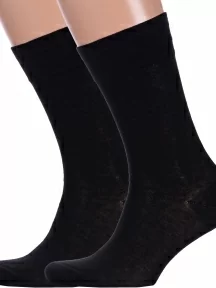 Комплект из 2 пар мужских носков LORENZLine из мерсеризованной шерсти и хлопка, 2-В25, ЧЕРНЫЕ