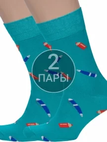 Комплект из 2 пар мужских носков MSCLUB №М51, 2-nm-587, БИРЮЗОВЫЕ