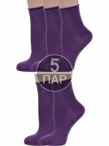 Комплект из 5 пар женских носков без резинки Grinston socks из мерсеризованного хлопка ФИОЛЕТОВЫЕ (5-15D22)