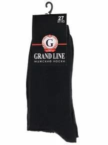 Мужские полушерстяные носки GRAND LINE, МТ-202, ЧЕРНЫЕ