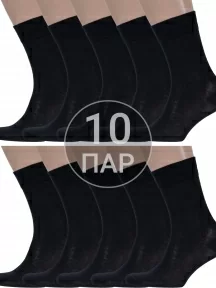 Комплект из 10 пар мужских носков DiWaRi, 10-7С-23СП, рис. 000, ЧЕРНЫЕ