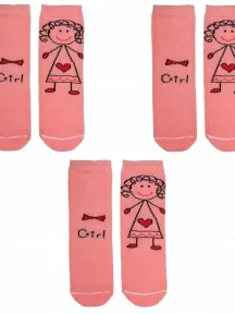 Комплект из 3 пар детских носков Альтаир, 3-А172, ПЕРСИКОВЫЕ, рис. Girl