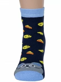 Детские махровые носки "Красная ветка", С-653, ТЕМНО-СИНИЕ с голубым