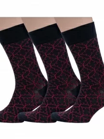 Комплект из 3 пар мужских носков Sergio Di Calze (PINGONS) из мерсеризованного хлопка, 3-20SC3, ЧЕРНО-КРАСНЫЕ