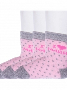 Комплект из 3 пар детских махровых носков "Красная ветка", 3-С-1609, РОЗОВЫЕ