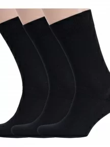 Комплект из 3 пар мужских носков RuSocks (Орудьевский трикотаж) из 100% хлопка, 3-М3-11001, рис. 04, ЧЕРНЫЕ