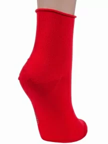 Женские носки без резинки из мерсеризованного хлопка Grinston socks (PINGONS), 15D22, КРАСНЫЕ