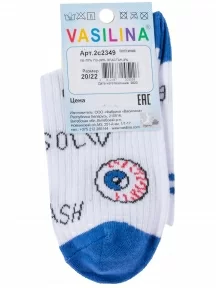 Детские носки VASILINA, 2С2349, БЕЛО-СИНИЕ