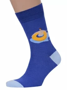 Мужские носки MSCLUB №М29, nm-312, СИНИЕ с отдыхающим и чайкой