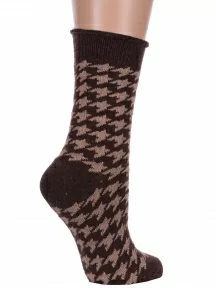 Женские теплые носки с ослабленной резинкой Hobby Line, Нжа6199-11, КОРИЧНЕВЫЕ