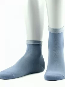 Женские носки без резинки из мерсеризованного хлопка Grinston socks (PINGONS), 15D22, СЕРО-ГОЛУБЫЕ